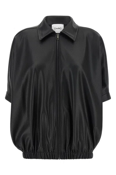 Nude Openwork Zip-up Jacket In Black