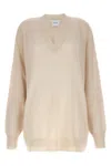 Nude Knit Sweater V Neckline Dropped Shoulders
