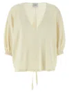 Nude Oversized Cotton Sweatshirt With V-neck In Neutral