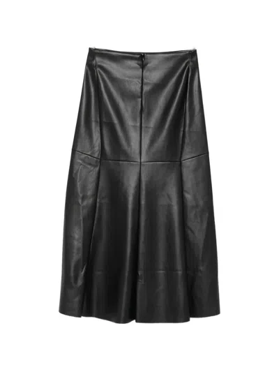 Nude Panelled Flared Midi Skirt In Black