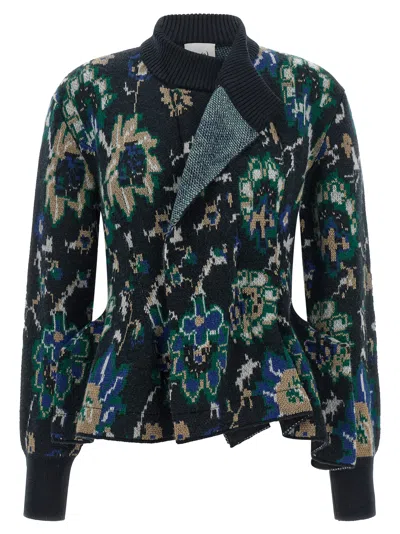 Nude Peplos Cardigan In Multi