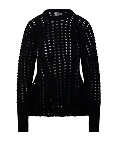 Nude Open-knit Peplum-hem Sweater In Black