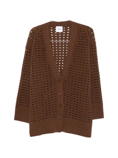 Nude Perforated-knit Wool Cardigan In Brown