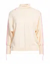 Nude Piped Trim Turtle Neck In Off White In White