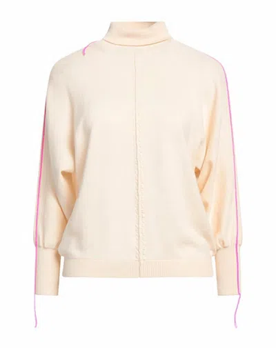 Nude Piped Trim Turtle Neck In Off White
