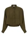 Nude Plastron Cropped Shirt In Green
