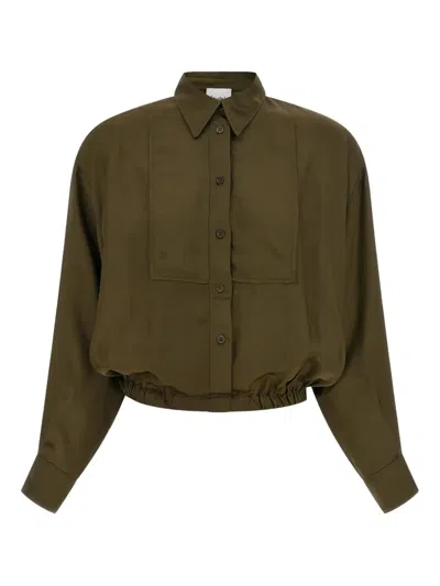NUDE PLASTRON CROPPED SHIRT