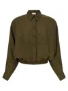 Nude Plastron Cropped Shirt In Green