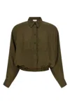 Nude Plastron Cropped Shirt In Green