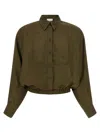 Nude Plastron Cropped Shirt In Green
