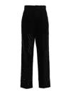 Nude Pleated Pants Perforated Pattern Back Pocket In Black