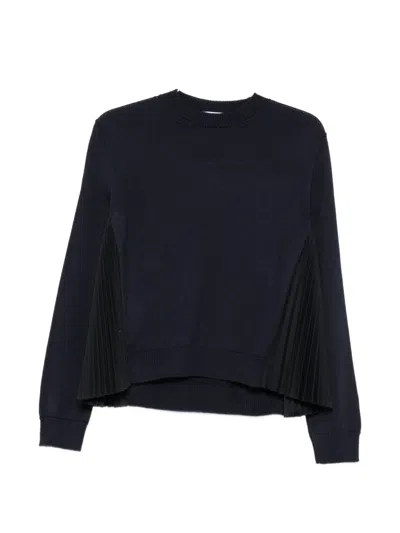 Nude Pleated-panel Sweater In Blue