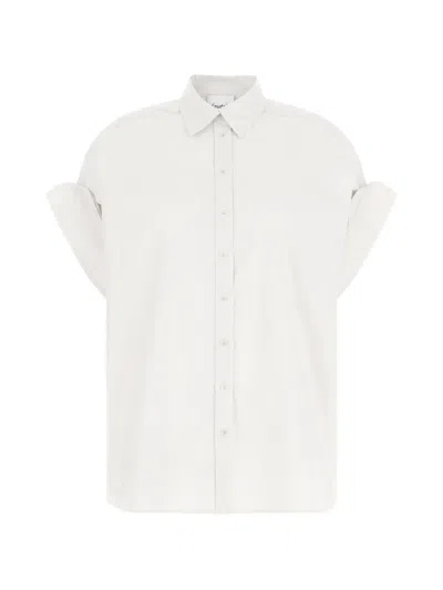 Nude Poplin Cotton Shirt In White