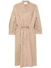 Nude Poplin Midi Shirt Dress In Neutrals
