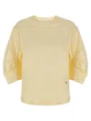 Nude Relaxed-fit Cotton T-shirt With Crinkled Sleeves In Yellow