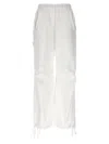 Nude Cargo Pants Elastic Waist Drawstring Hem Pockets In White