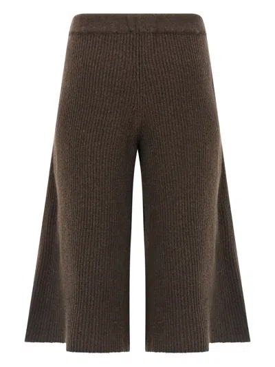 NUDE RIBBED CROPPED TROUSERS