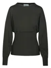 Nude Ribbed-panel Sweater In Green