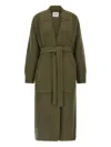 Nude Heavy Wool Knitted Coat With Shawl Collar In Green