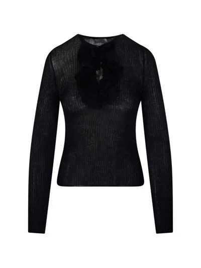 Nude Ribbed Sweater In Black