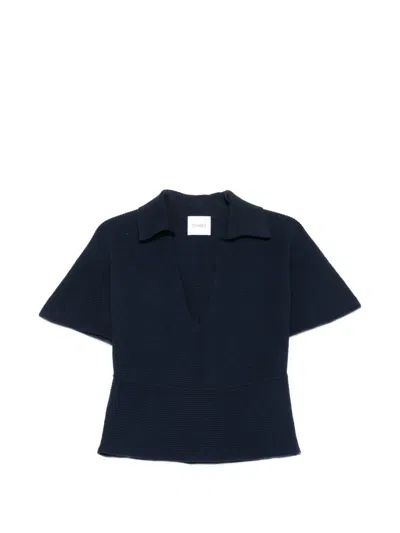 Nude Ribbed-knit V-neck Sweater In Blue