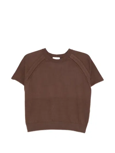 Nude Ribbed-trim Short-sleeve Top In Brown
