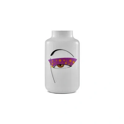Nude Rock & Pop Artist White/purple/black 7.75" Lead Free Crystal Table Vase In Black;white;purple