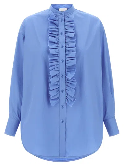 Nude Mandarin-collar Ruffled Shirt In Blue