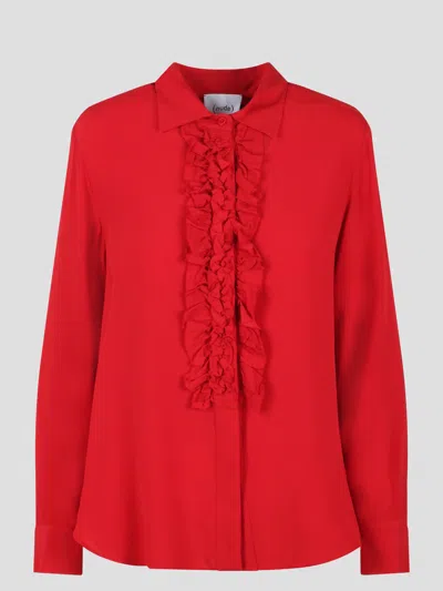 Nude Ruffle Shirt Shirts Red
