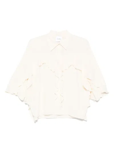 Nude Ruffled-detailing Blouse In Neutrals