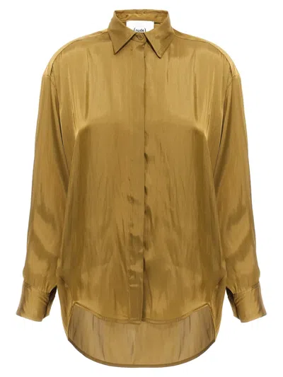 Nude Satin Shirt In Gold