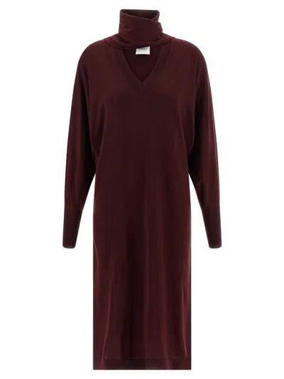 Nude Scarf Dress In Burgundy