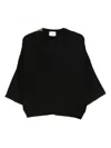 Nude Seam Detail Wool Sweater In Black