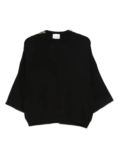 Nude Seam Detail Wool Sweater In Black