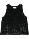 Nude Sequin-embellished Blouse In 黑色