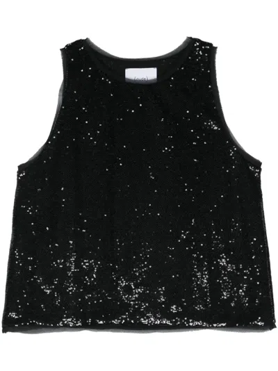 Nude Sequin-embellished Blouse In 黑色