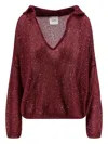 Nude Sequin-embellished Jumper In Red