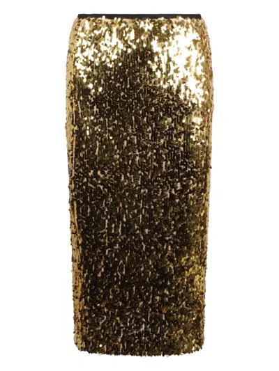 Nude Sequin-embellished Skirt In Gold