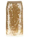 Nude Midi Sequin-embellished Skirt In Beige