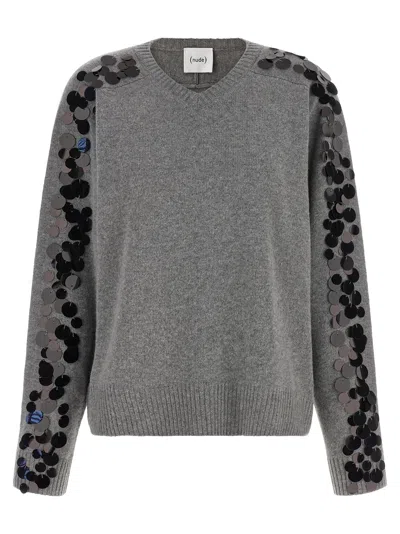 Nude Sequin Sweater In Gray