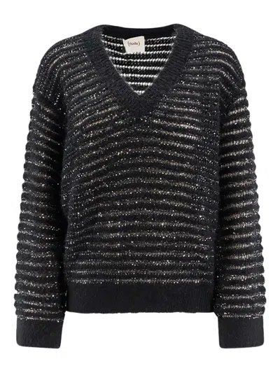 Nude Sequined Jumper In Black