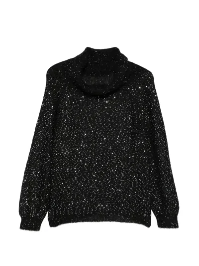 Nude Sequin-embellished Roll-neck Sweater In Multi