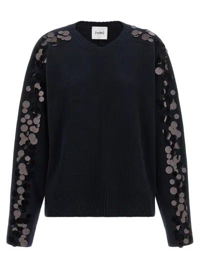 Nude Sequin-embellished Wool Blend Sweater In Blue