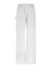 Nude Denim-effect Cargo Pants With Loose Leg In White