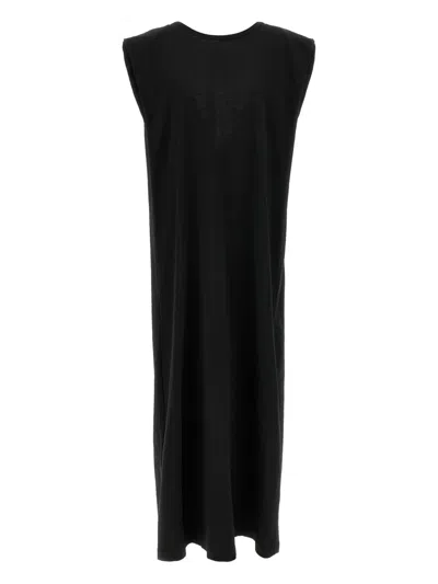 Nude Sleeveless Draped Dress In Black