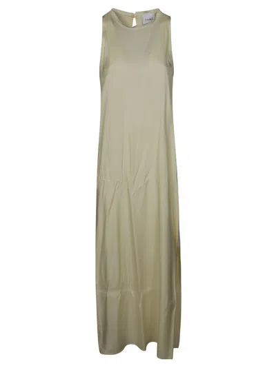 Nude Sleeveless Maxi Dress With Keyhole Back In Gray
