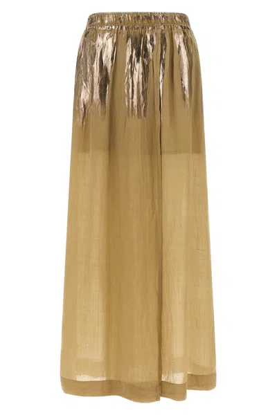 Nude Slit Skirt In Brown
