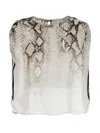 Nude Multicolor Snake Print Blouse In Gray