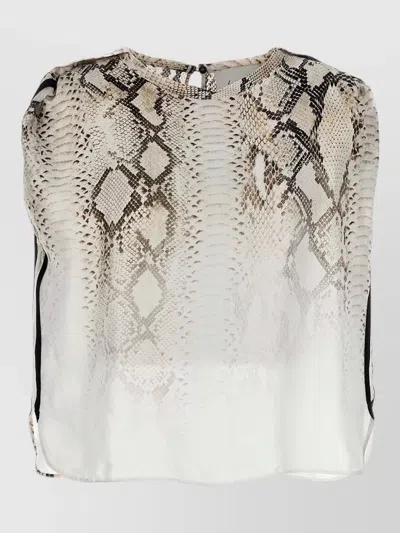 Nude Snake Print Blouse Button Detail In Multi