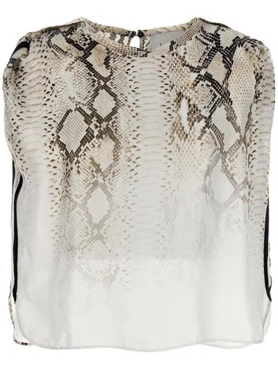 NUDE SNAKE-PRINT BLOUSE